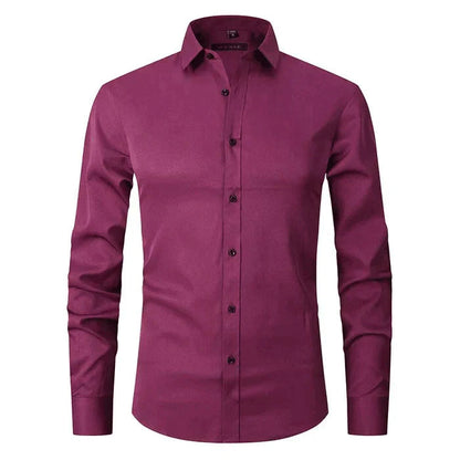 Button-Up Hemd - Stretch - Knitterfrei - Oxford Hemd - Herrenhemd-Weinrot-XS-Chaps Herrenmode
