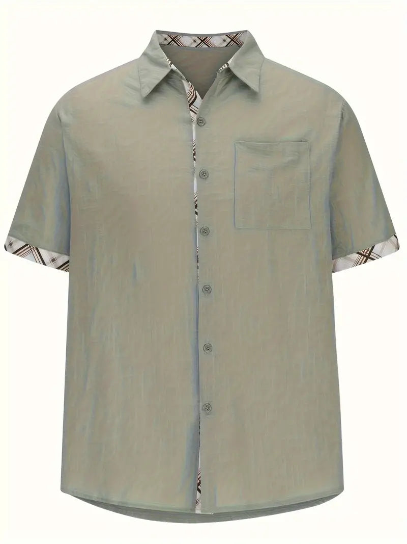 Button-Up Hemd - Umlegekragen - Brusttasche - Kurzarmhemd - Herrenhemd-Chaps Herrenmode