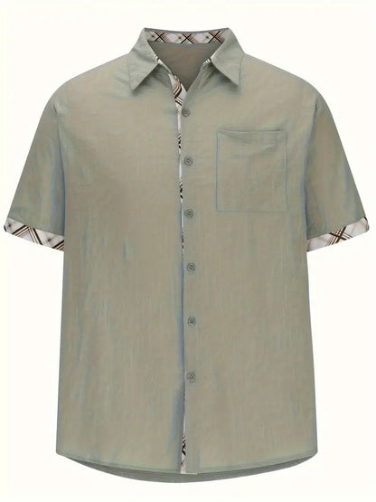 Button-Up Hemd - Umlegekragen - Brusttasche - Kurzarmhemd - Herrenhemd-Chaps Herrenmode