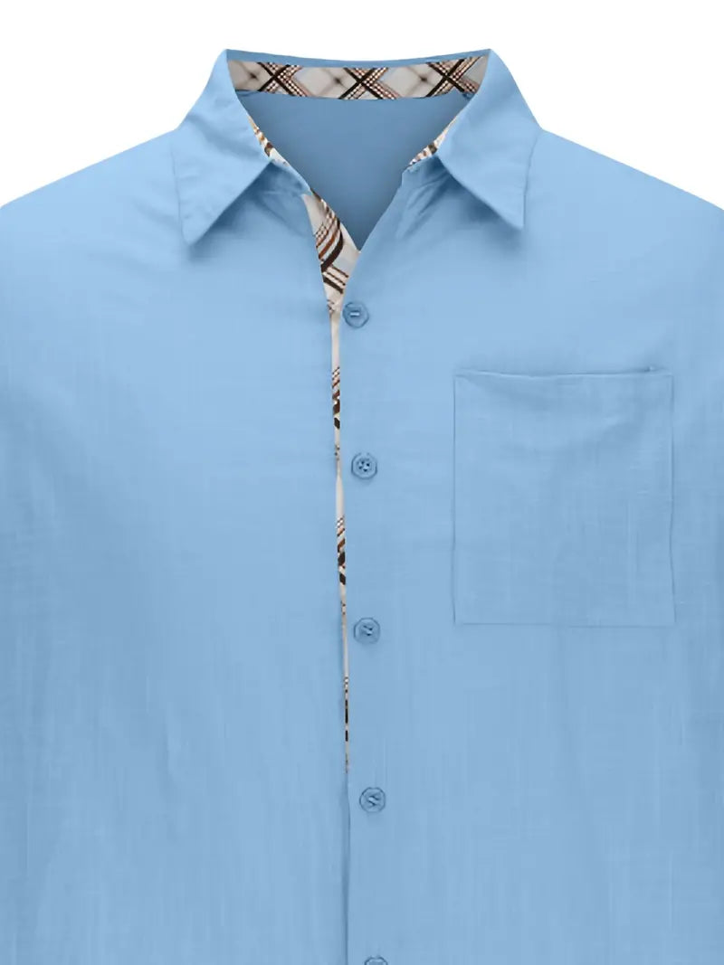Button-Up Hemd - Umlegekragen - Brusttasche - Kurzarmhemd - Herrenhemd-Chaps Herrenmode