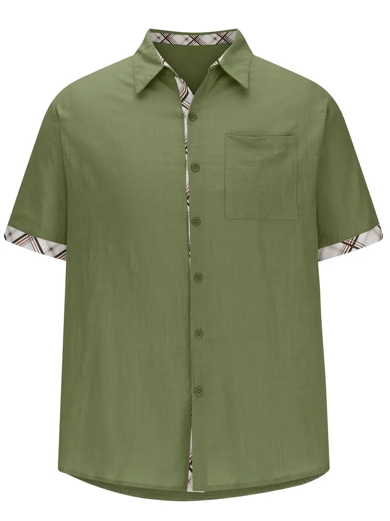 Button-Up Hemd - Umlegekragen - Brusttasche - Kurzarmhemd - Herrenhemd-Chaps Herrenmode