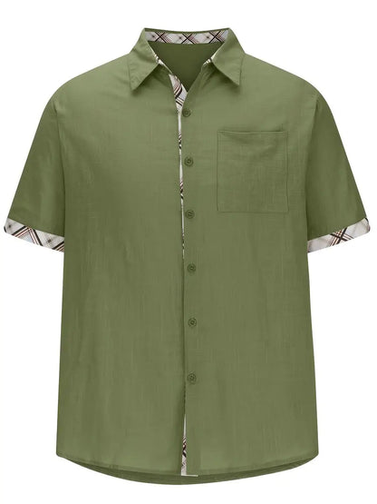 Button-Up Hemd - Umlegekragen - Brusttasche - Kurzarmhemd - Herrenhemd-Chaps Herrenmode