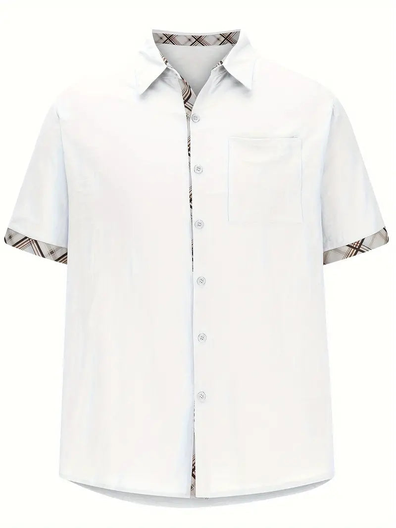 Button-Up Hemd - Umlegekragen - Brusttasche - Kurzarmhemd - Herrenhemd-Chaps Herrenmode