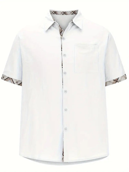 Button-Up Hemd - Umlegekragen - Brusttasche - Kurzarmhemd - Herrenhemd-Chaps Herrenmode