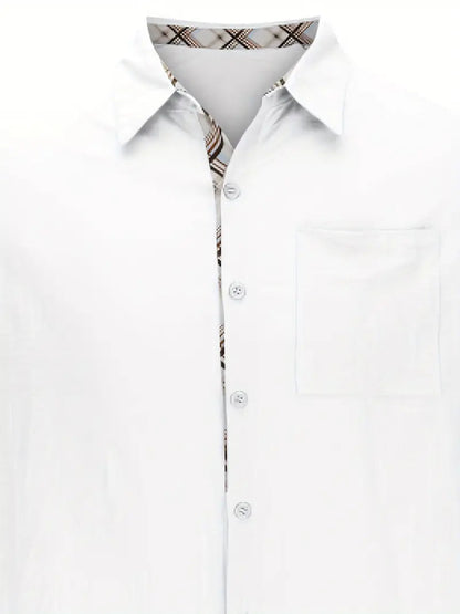 Button-Up Hemd - Umlegekragen - Brusttasche - Kurzarmhemd - Herrenhemd-Chaps Herrenmode
