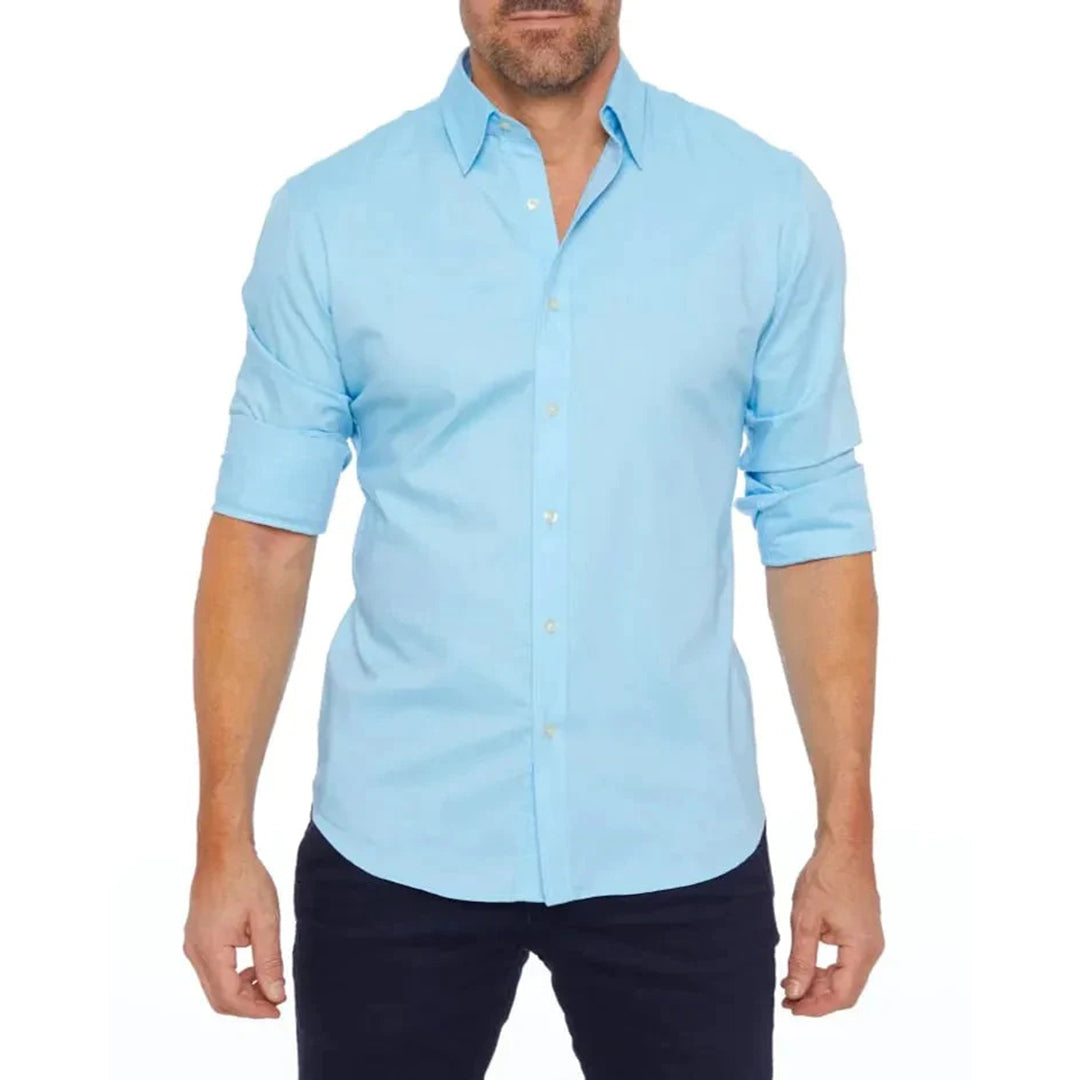Button-Up-Hemd – mit Kragen – bügelfrei – Langarmhemd – Herrenhemd-Himmelblau-S-Chaps Herrenmode