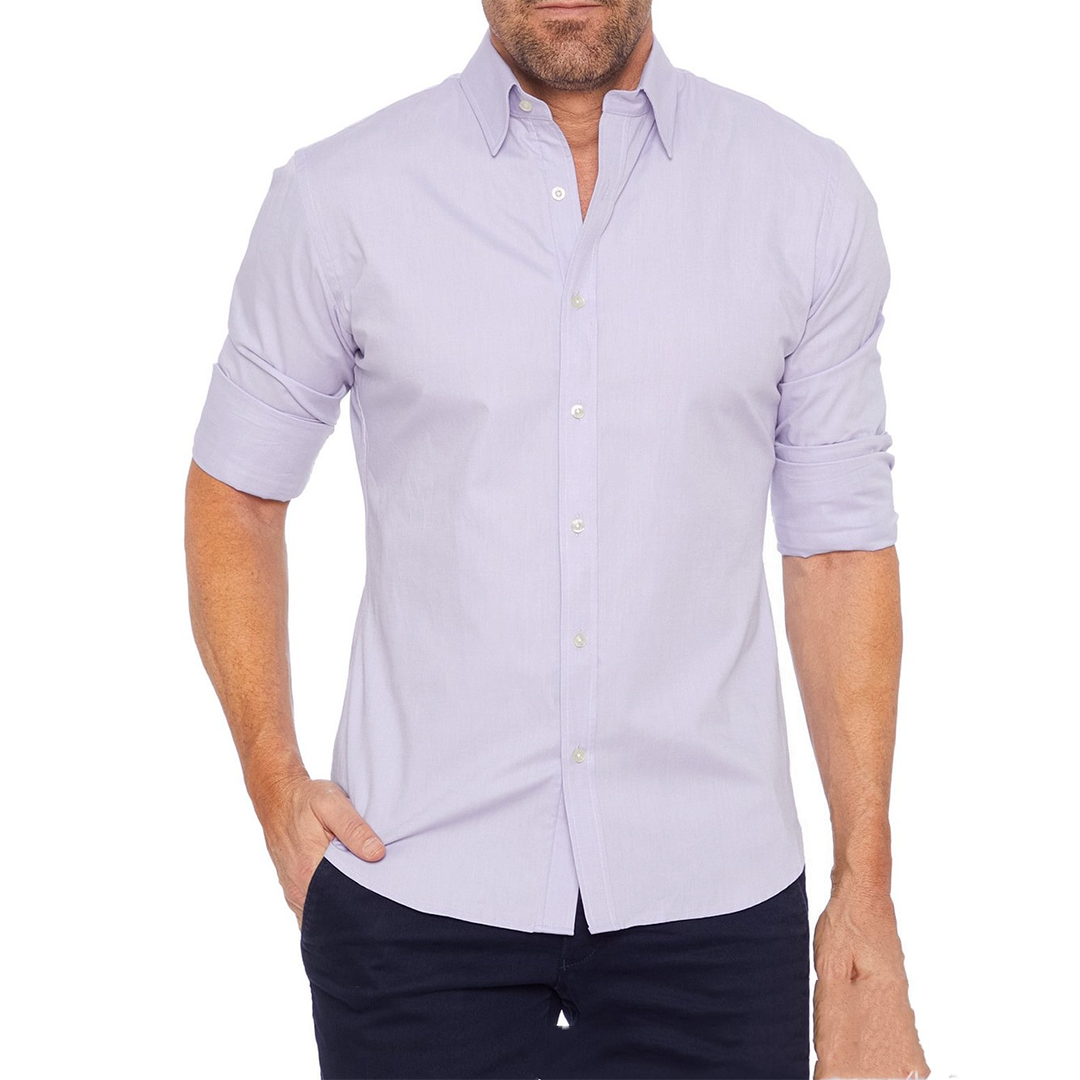 Button-Up-Hemd – mit Kragen – bügelfrei – Langarmhemd – Herrenhemd-Lavendel-S-Chaps Herrenmode