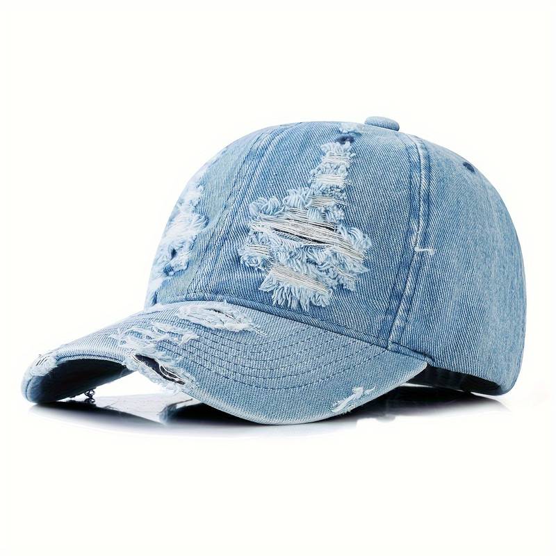 Cap Jona | Verstellbare Denim-Kappe im Used-Look-Mittelblau-Chaps Herrenmode