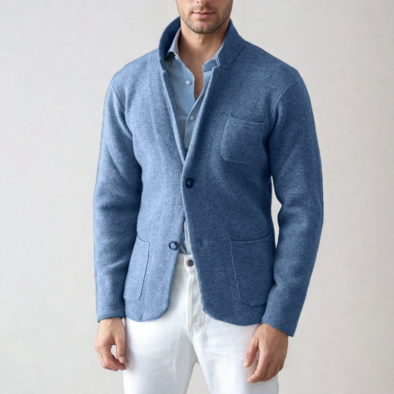 Cardigan-Blazer – Einreihige Strickjacke für Männer-Hellblau-S-Chaps Herrenmode