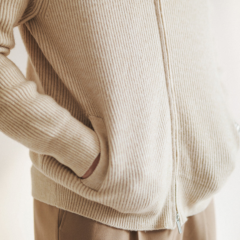 Cardigan mit Reißverschluss | Gerippt | Durchgehender Reißverschluss | Gestrickter Cardigan | Cardigan für Herren-Chaps Herrenmode