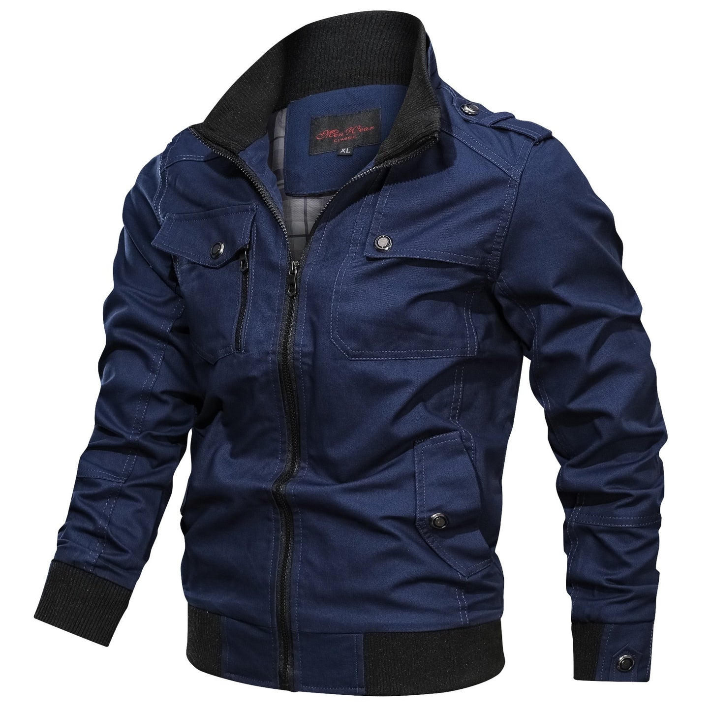 Cargo Jacket - Casual - Zip-Up - Übergangsjacke - Herrenjacke-Blau-M-Chaps Herrenmode