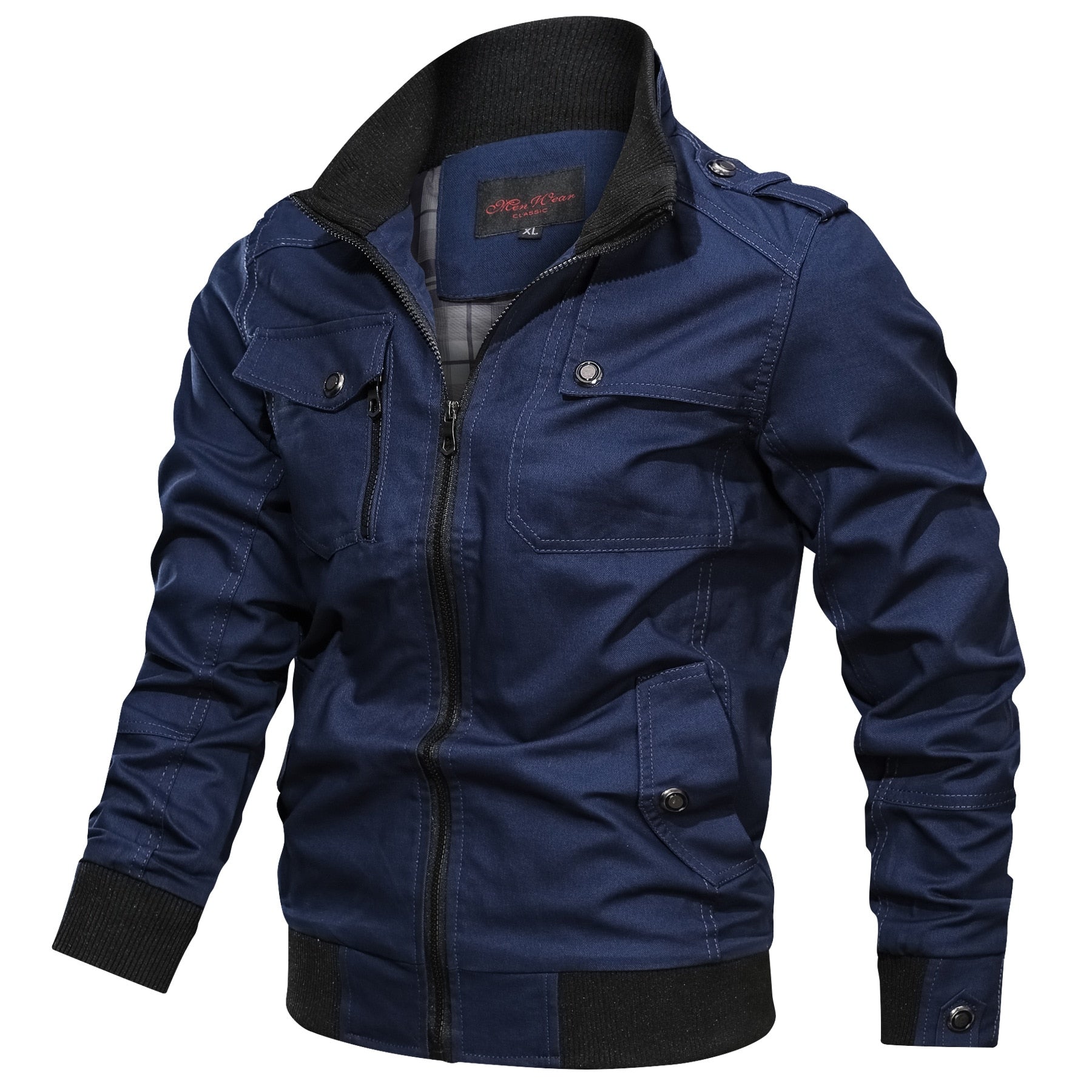 Cargo Jacket - Casual - Zip-Up - Übergangsjacke - Herrenjacke-Blau-M-Chaps Herrenmode