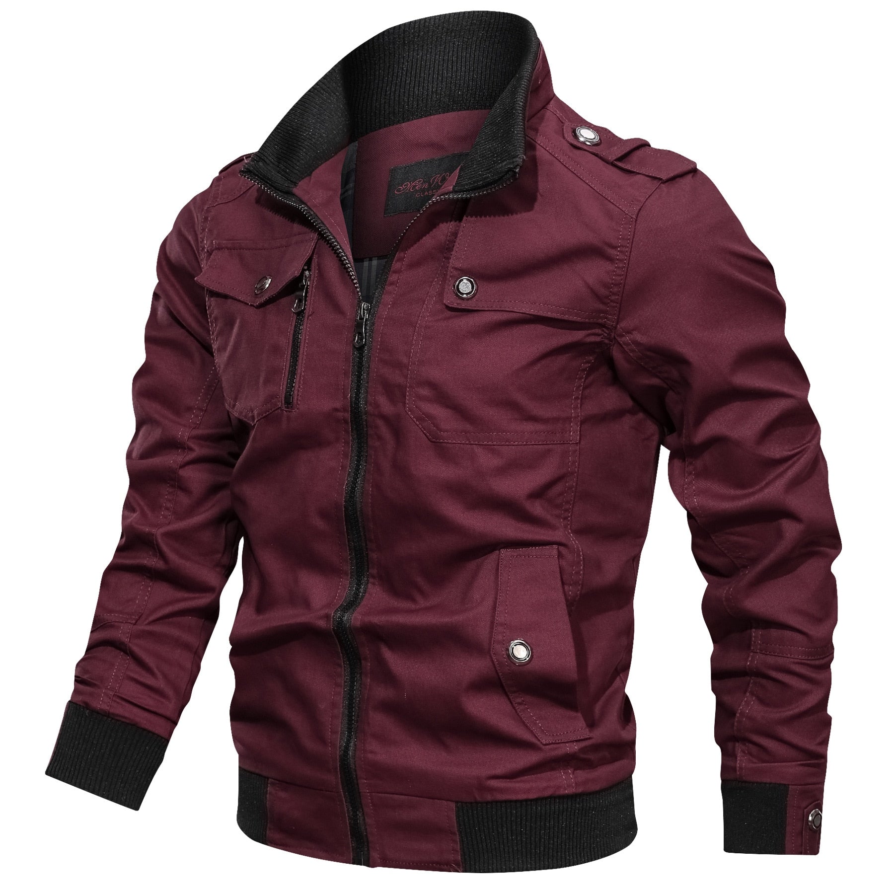Cargo Jacket - Casual - Zip-Up - Übergangsjacke - Herrenjacke-Weinrot-M-Chaps Herrenmode