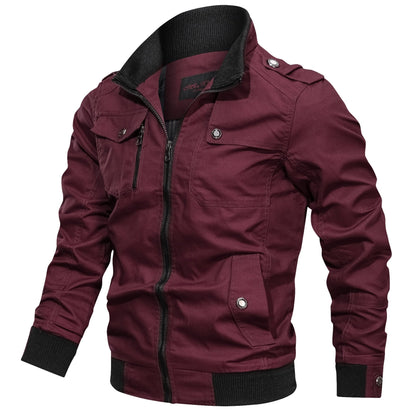 Cargo Jacket - Casual - Zip-Up - Übergangsjacke - Herrenjacke-Weinrot-M-Chaps Herrenmode