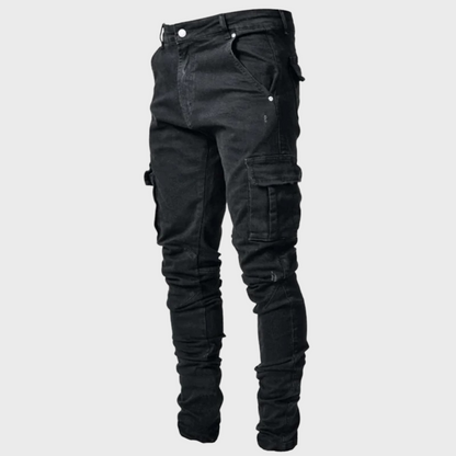 Cargo Jeans - Slim fit - Stretch - Skinny Jeans - Herrenjeans-Schwarz-S-Chaps Herrenmode
