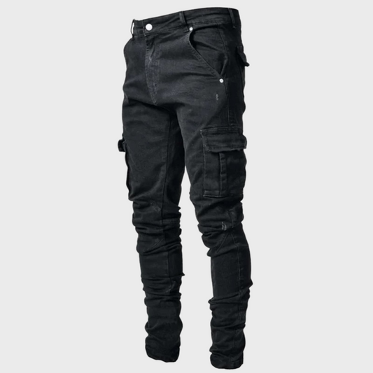 Cargo Jeans - Slim fit - Stretch - Skinny Jeans - Herrenjeans-Schwarz-S-Chaps Herrenmode