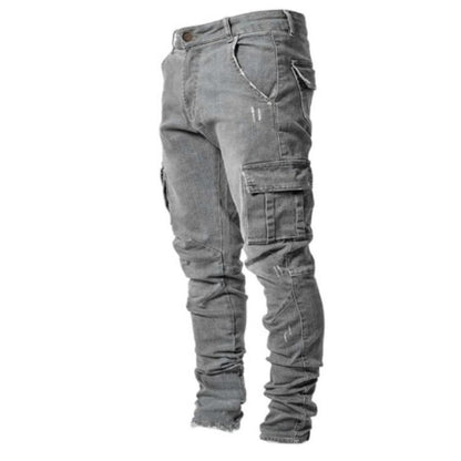 Cargo-Jeans – robust – normale Passform – Cargohosen – Herrenjeans-Grau-S-Chaps Herrenmode