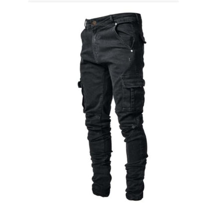Cargo-Jeans – robust – normale Passform – Cargohosen – Herrenjeans-Schwarz-S-Chaps Herrenmode