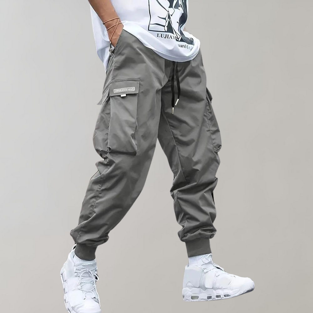 Cargo-Jogger - Elastische Taille - Taschen - Cargo-Hosen - Herren-Jogger-Grau-S-Chaps Herrenmode