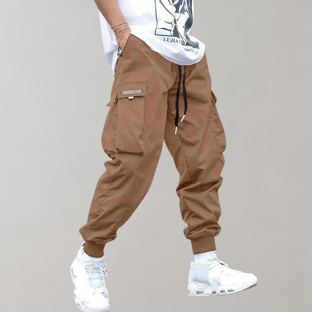 Cargo-Jogger - Elastische Taille - Taschen - Cargo-Hosen - Herren-Jogger-Khaki-S-Chaps Herrenmode