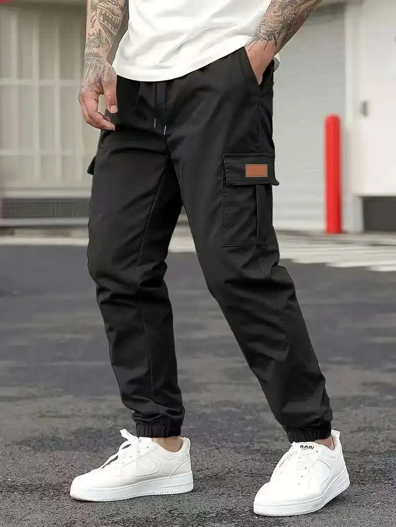 Cargo Jogger | lässig | lockere Passform | Cargohosen | Herrenhosen-Schwarz-M-Chaps Herrenmode