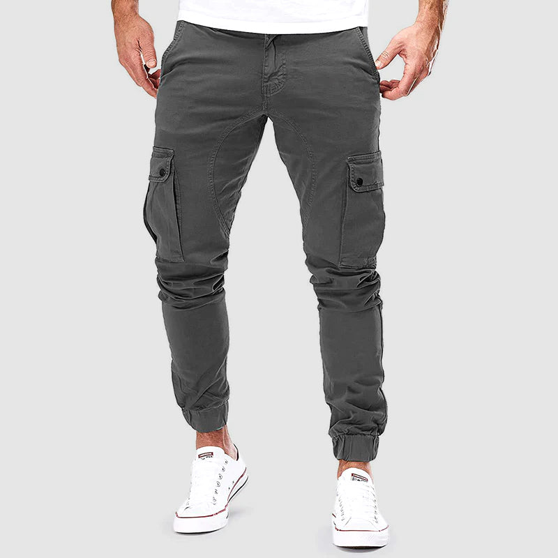 Cargo-Jogger – schmale Passform – Taschen – Cargohosen – Herrenhosen-Grau-M-Chaps Herrenmode