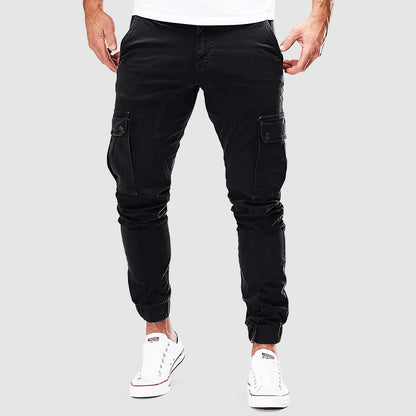 Cargo-Jogger – schmale Passform – Taschen – Cargohosen – Herrenhosen-Schwarz-M-Chaps Herrenmode