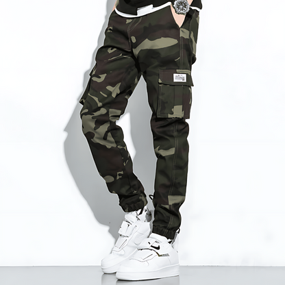 Cargo-Jogginghose | Camouflage | Slim Fit | Cargohose | Herrenhose-Armeegrün-M-Chaps Herrenmode