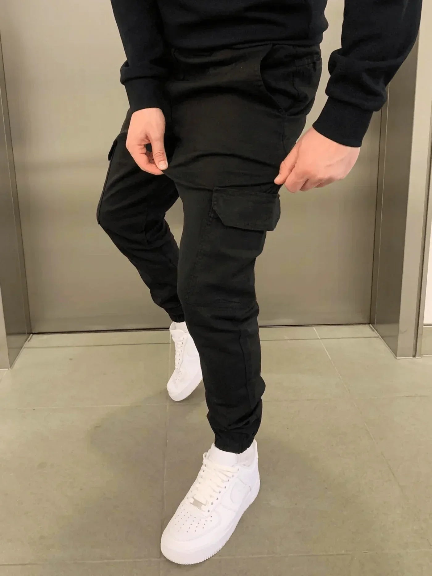 Cargo-Jogginghose – Skinny – Kordelzug – Cargohose – Herrenhose-Chaps Herrenmode