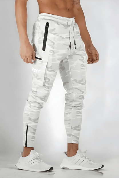 Cargo-Jogginghosen – Kordelzug – Jogginghosen – Cargohosen – Trainingshosen für Herren-Weiß-S-Chaps Herrenmode