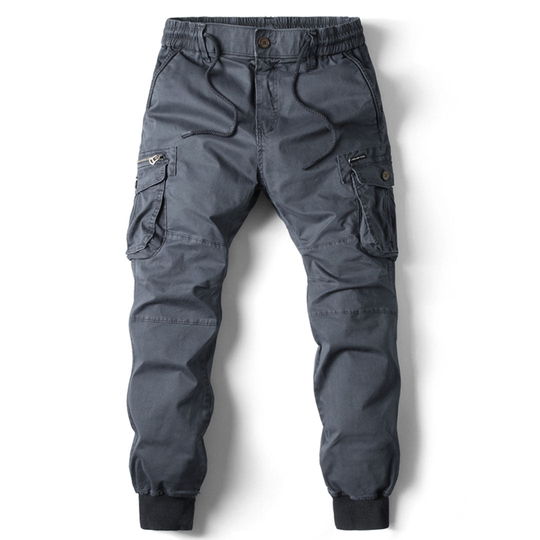 Cargo-Jogginghosen | Taschen | Elastische Beinabschlüsse | Cargohosen | Freizeithosen-Holzkohle-29-Chaps Herrenmode