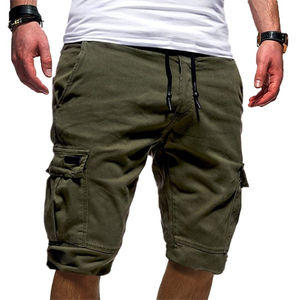 Cargo Shorts | Drawstring | Loose fit | Casual Shorts | Herren Shorts-Dunkelgrün-S-Chaps Herrenmode