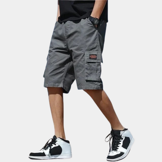 Cargo Shorts - Kordelzug - Loose Fit - Shorts für Männer-Grau-M-Chaps Herrenmode