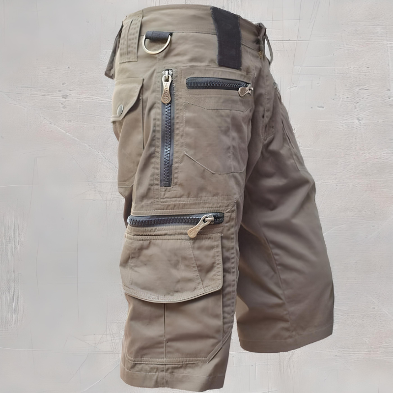 Cargo-Shorts - Lang - Lockere Passform - Taktische Shorts - Herrenshorts-Khaki-S-Chaps Herrenmode