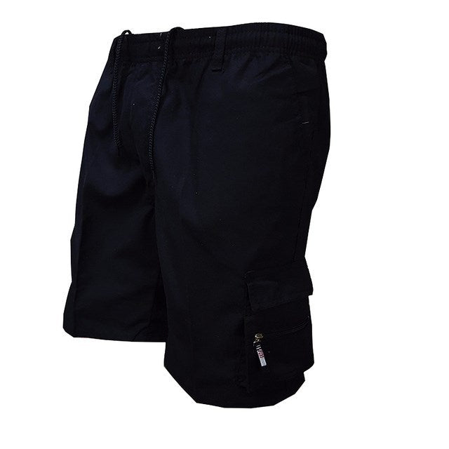 Cargo-Shorts – Lange Freizeit-Shorts für Herren mit mehreren Taschen und Camouflage-Muster-Schwarz-S-Chaps Herrenmode