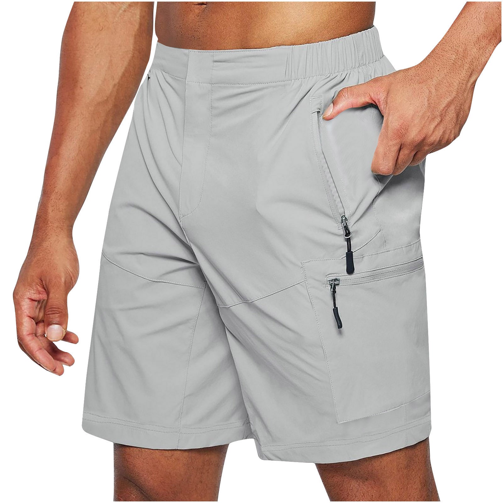 Cargo-Shorts – Leicht – Elastischer Bund – Lässige Shorts – Herren-Shorts-Hellgrau-S-Chaps Herrenmode