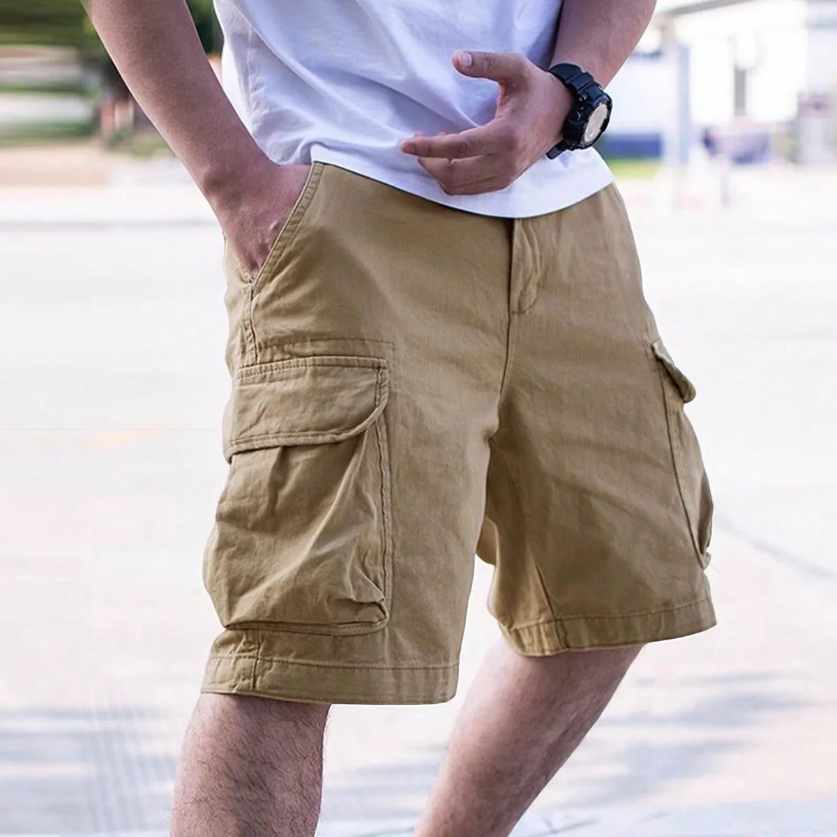 Cargo-Shorts – Lockere Passform – Mit mehreren Taschen – Lässige Shorts – Herren-Shorts-Braun-S-Chaps Herrenmode