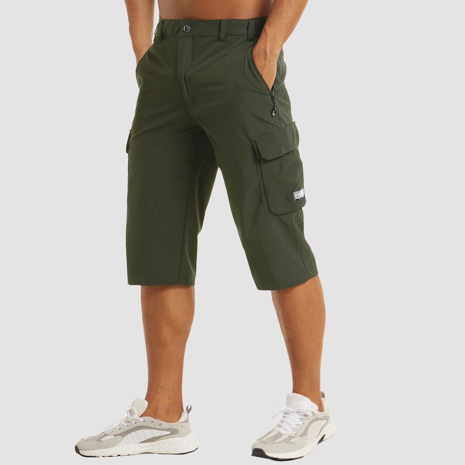 Cargo Shorts - Schnell trocknend - Taktisch - Lange Shorts - Capri Shorts für Männer-Armeegrün-S-Chaps Herrenmode
