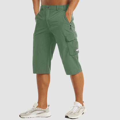 Cargo-Shorts – schnell trocknende lange Shorts für Herren – Caprihosen-Grün-S-Chaps Herrenmode