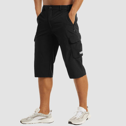 Cargo-Shorts – schnell trocknende lange Shorts für Herren – Caprihosen-Schwarz-S-Chaps Herrenmode