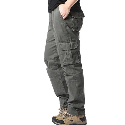 Cargohose – Elastischer Bund – Baumwolle – Gerade geschnittene Hose – Herrenhose-Armeegrün-M-Chaps Herrenmode