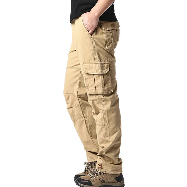 Cargohose – Elastischer Bund – Baumwolle – Gerade geschnittene Hose – Herrenhose-Khaki-M-Chaps Herrenmode