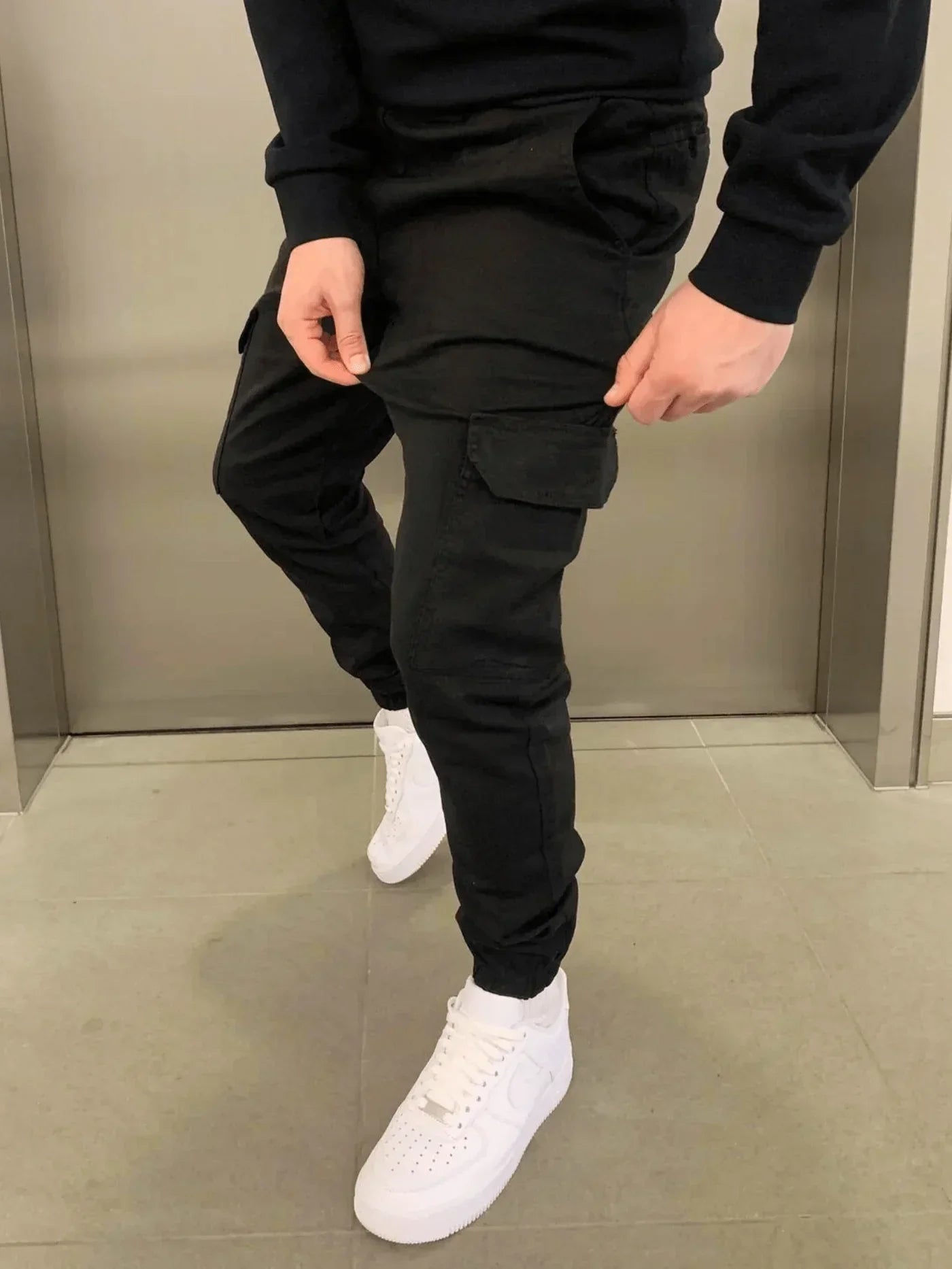 Cargohose - Herren Drawstring Skinny Cargohose-Chaps Herrenmode