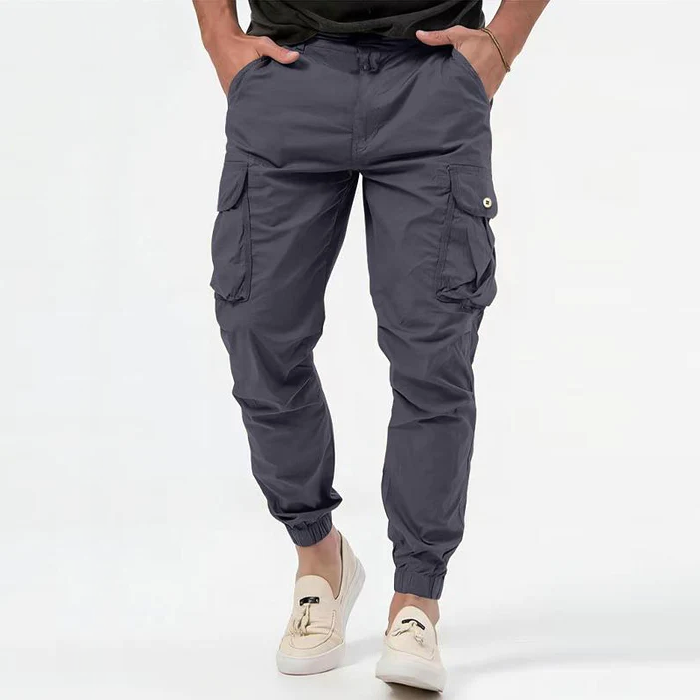 Cargohose – Lässige Cargohose mit vielen Taschen für Männer-Grau-S-Chaps Herrenmode