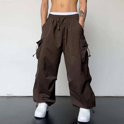 Cargohose - Loose Fit - Elastische Taille - Baggy Pants - Herren Cargo Jogger-Braun-S-Chaps Herrenmode