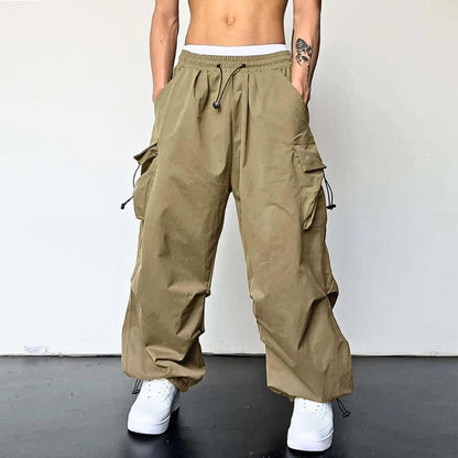 Cargohose - Loose Fit - Elastische Taille - Baggy Pants - Herren Cargo Jogger-Khaki-S-Chaps Herrenmode