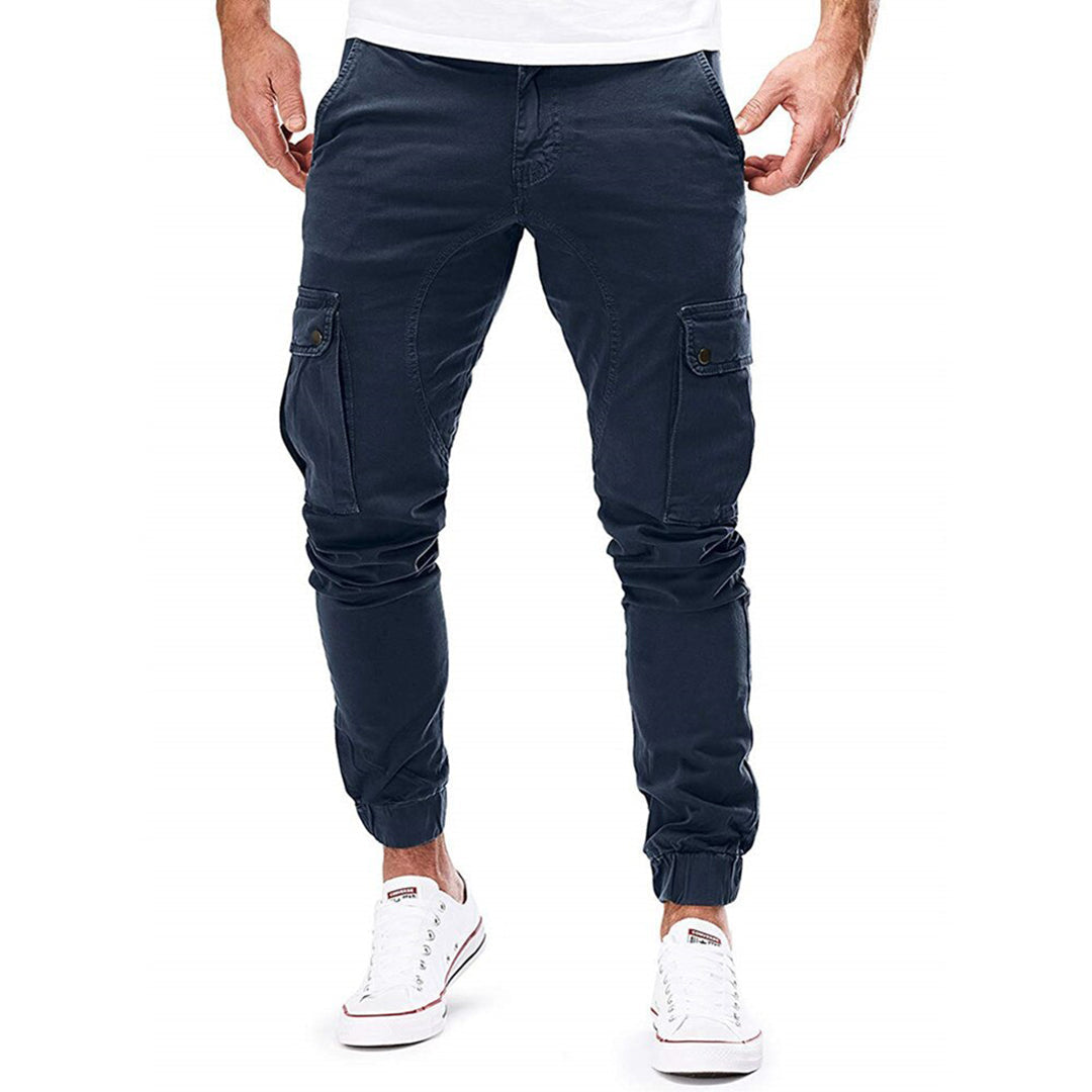 Cargohose - Skinny - Kordelzug - Cargo Jogger - Herrenhosen-Marineblau-S-Chaps Herrenmode