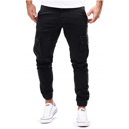 Cargohose - Skinny - Kordelzug - Cargo Jogger - Herrenhosen-Schwarz-S-Chaps Herrenmode