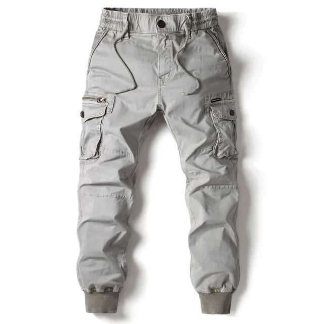 Cargohosen | Kordelzug | Elastische Taille | Herrenhosen | Jogginghosen-Hellgrau-29-Chaps Herrenmode