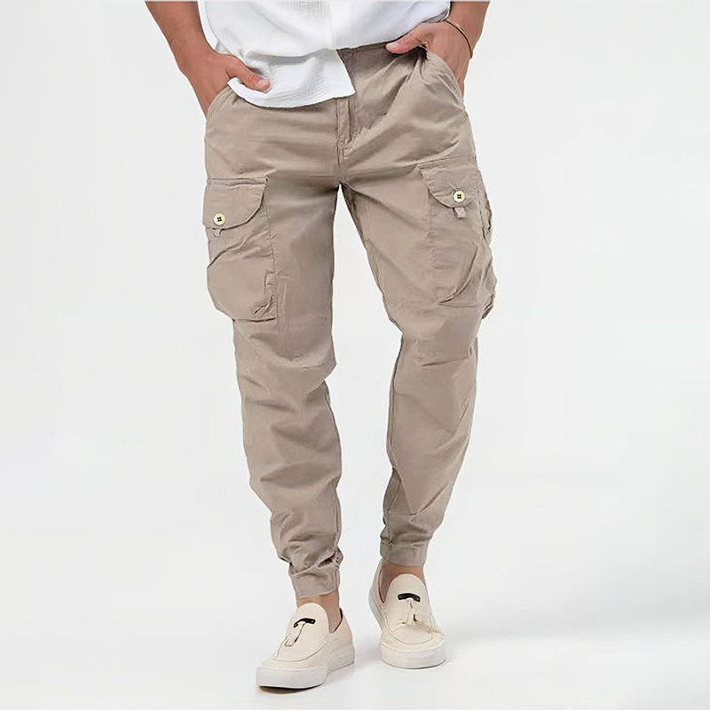 Cargohosen | Lässig | Viele Taschen | Cargo-Jogginghosen | Herrenhosen-Beige-S-Chaps Herrenmode